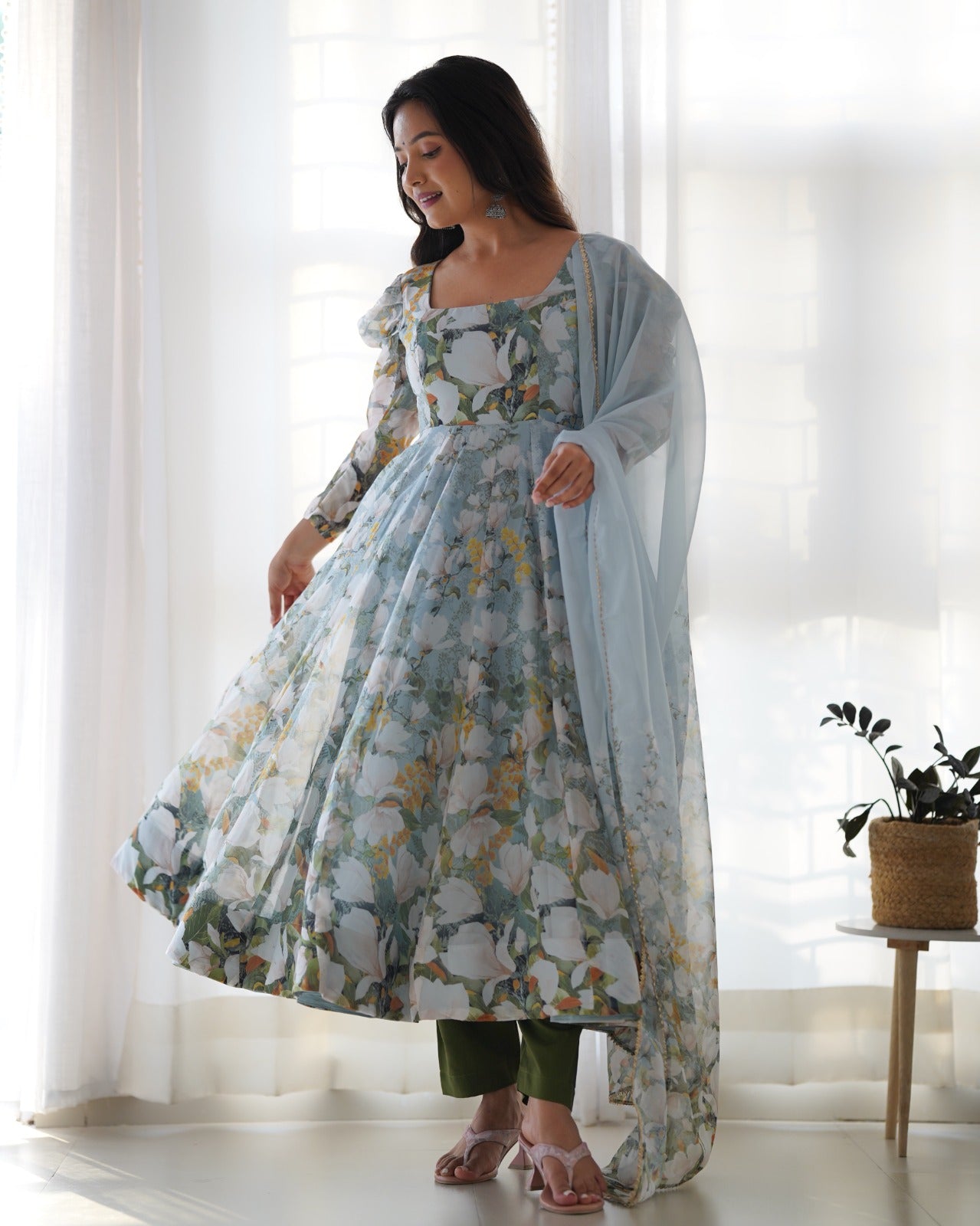Pure Organza Ready To Wear Anarkali Set