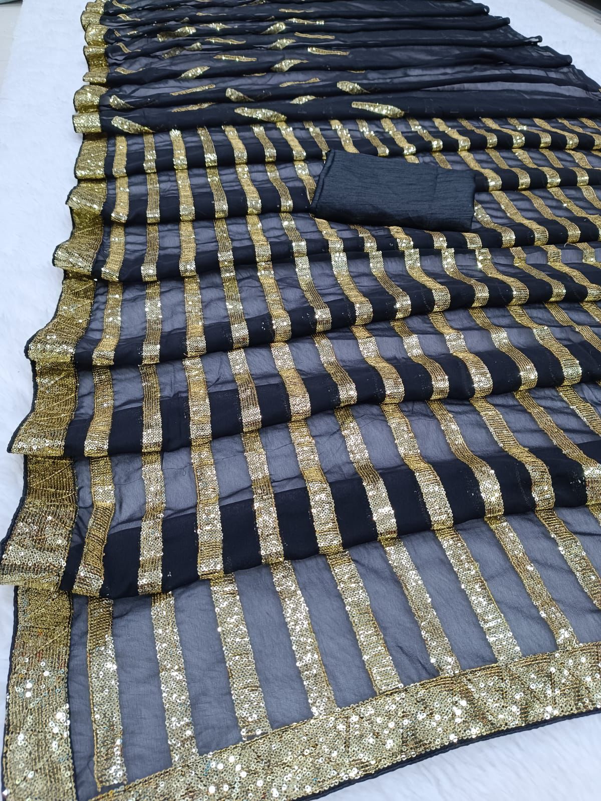 Bling Golden Black Party Saree