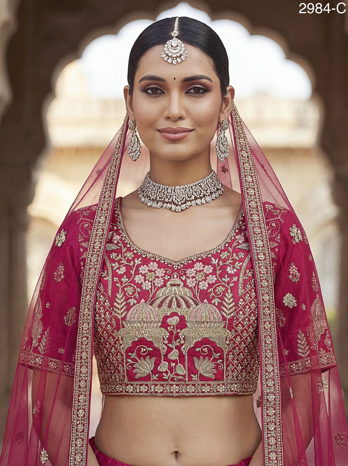 Ultra Premium Coconut Tree & flower Perfect Silk Bridal Lehenga