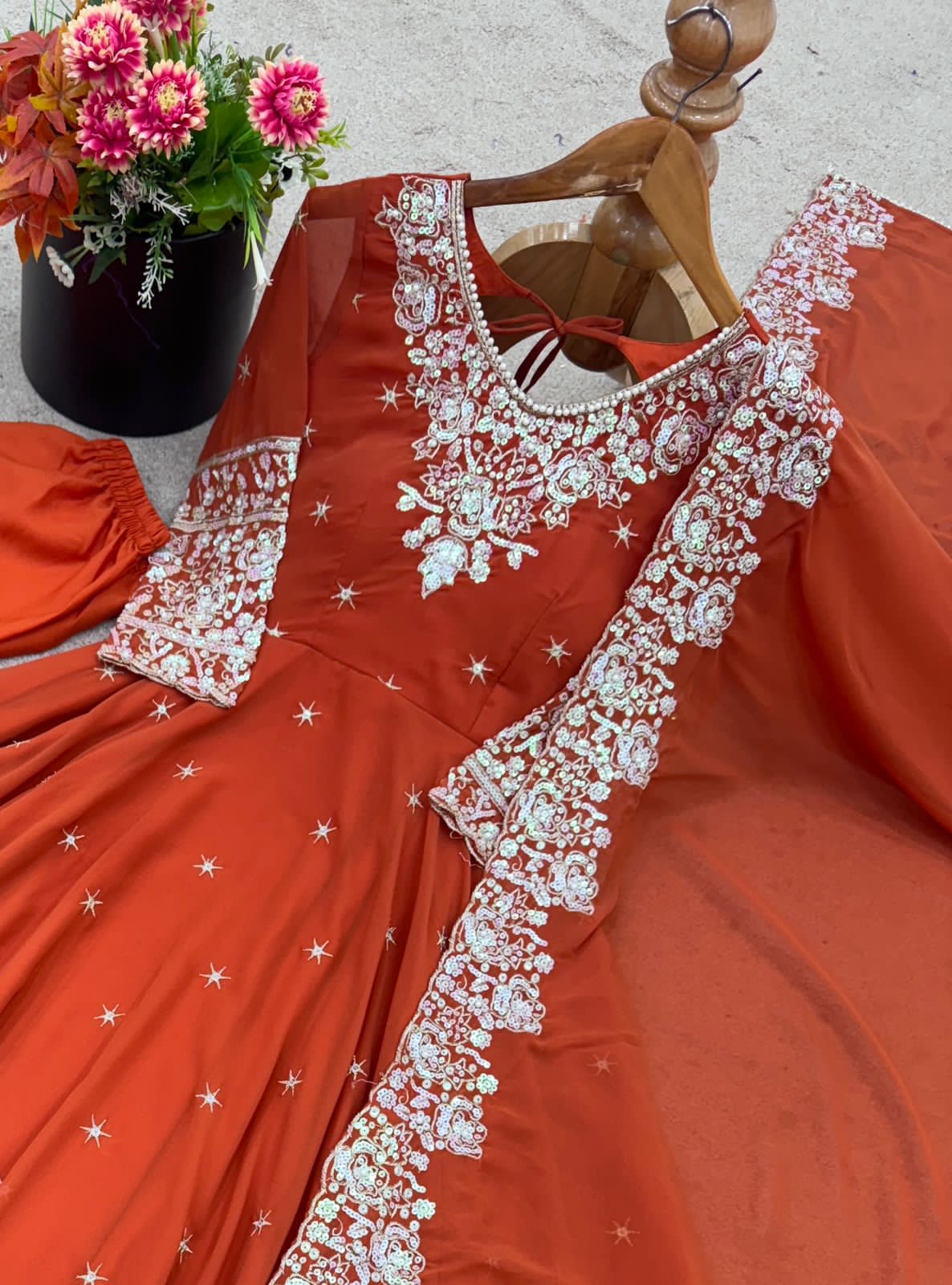Elegant Embroidered Rambo Sequence Designer Anarkali