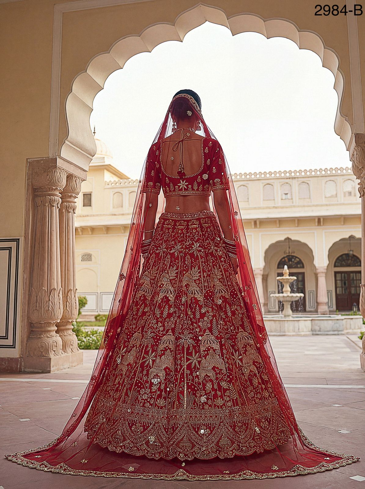 Ultra Premium Coconut Tree & flower Perfect Silk Bridal Lehenga