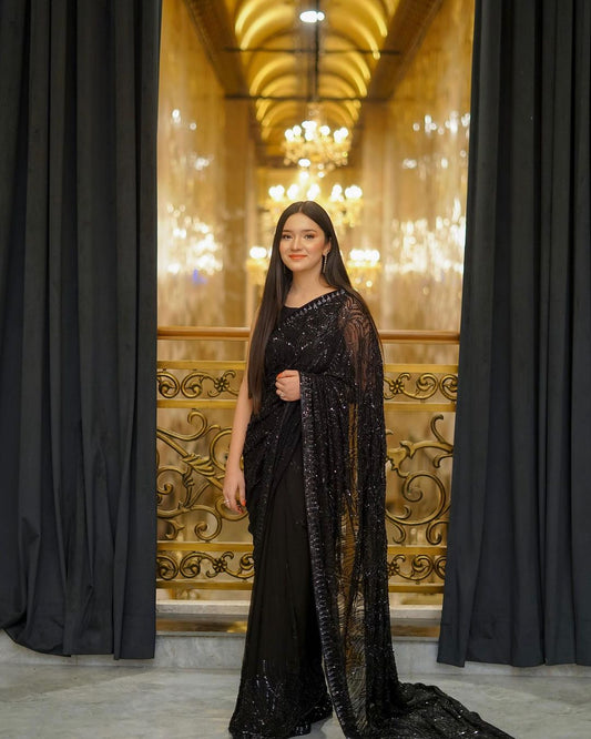 Black Bling Georgette Starry Nights Saree