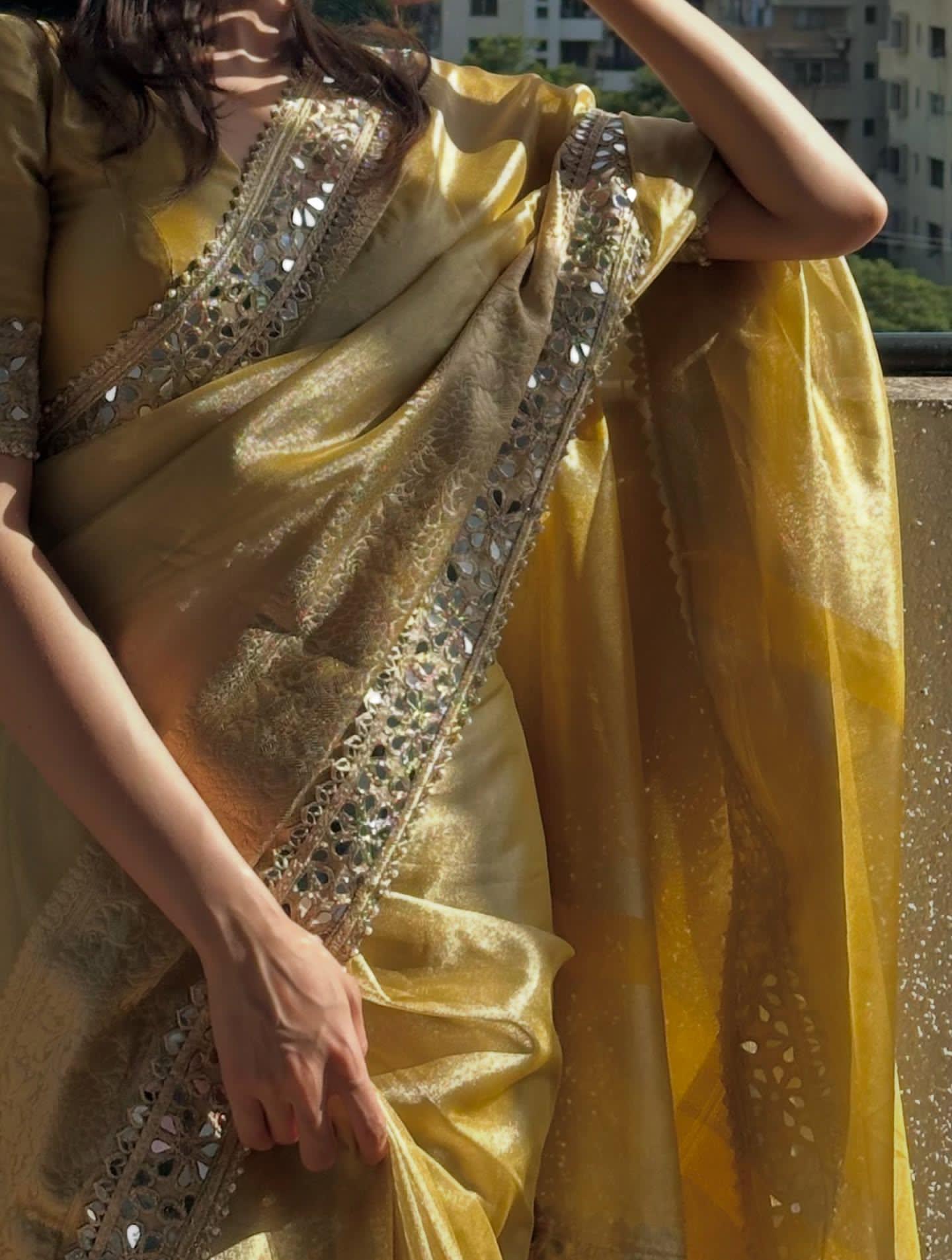 Organza Premium Mirror Work Saree