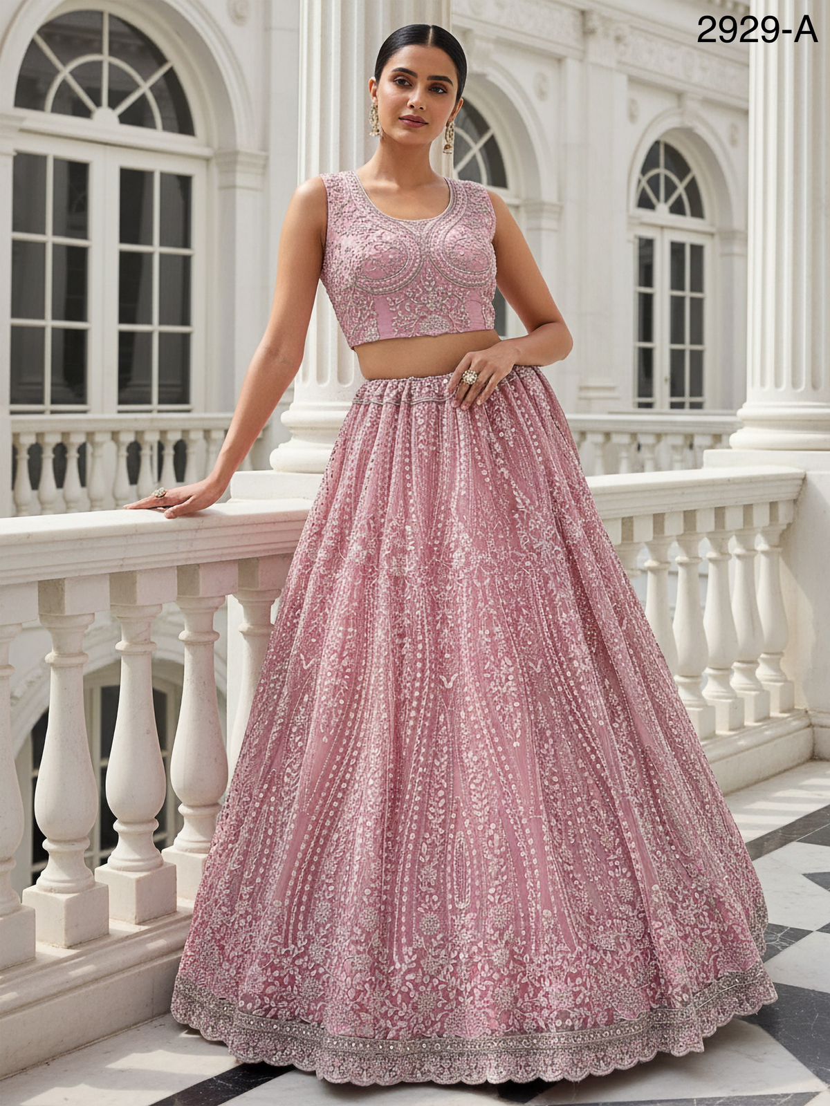 Hand Worked Pink Designer Lehanga