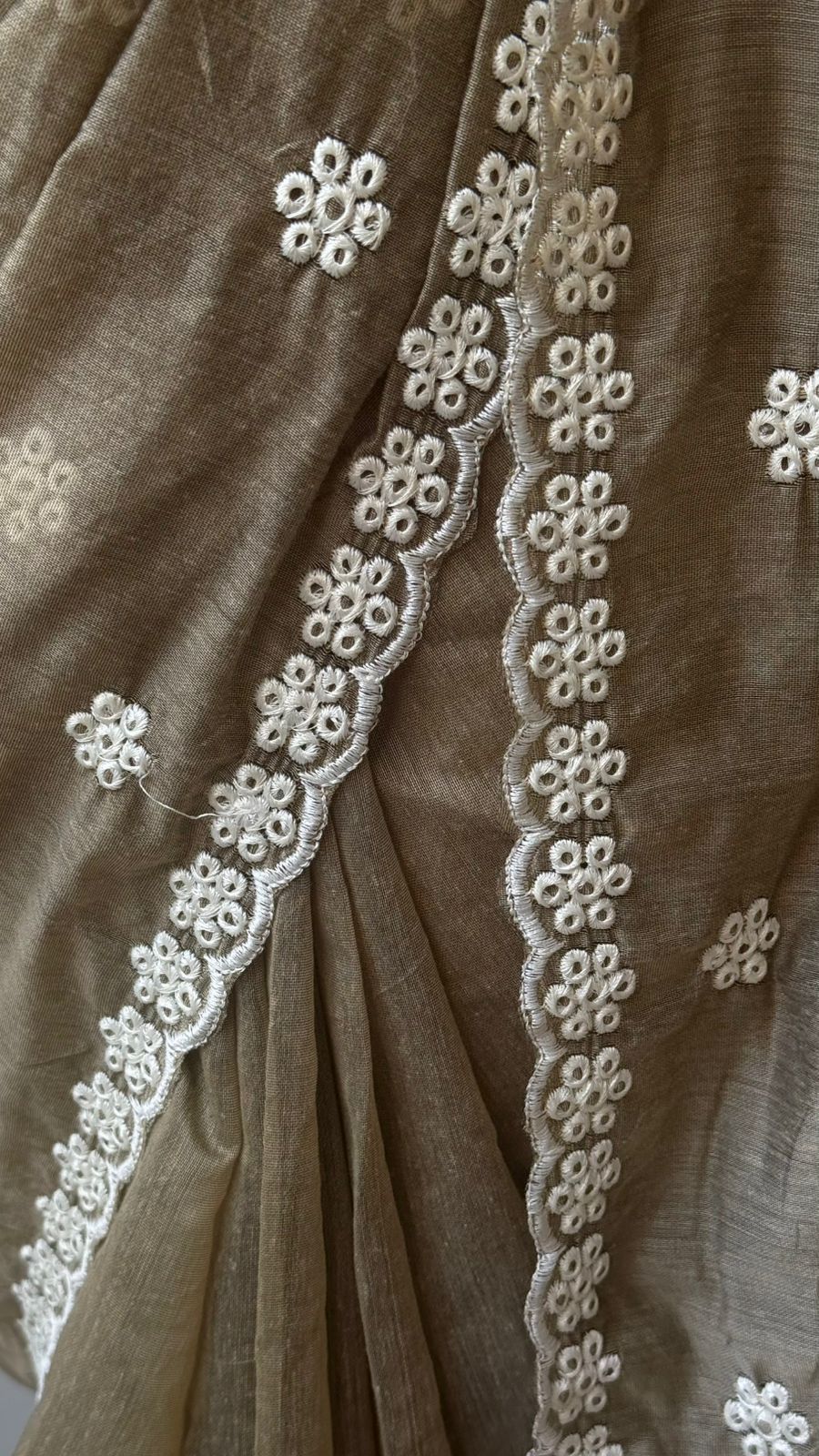 Antique Mouse Chanderi Cotton Saree