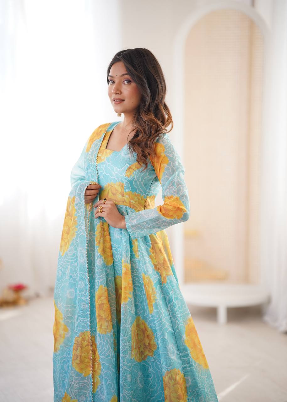 Colorful Organza Soft Flaired Ready to Wear Suit