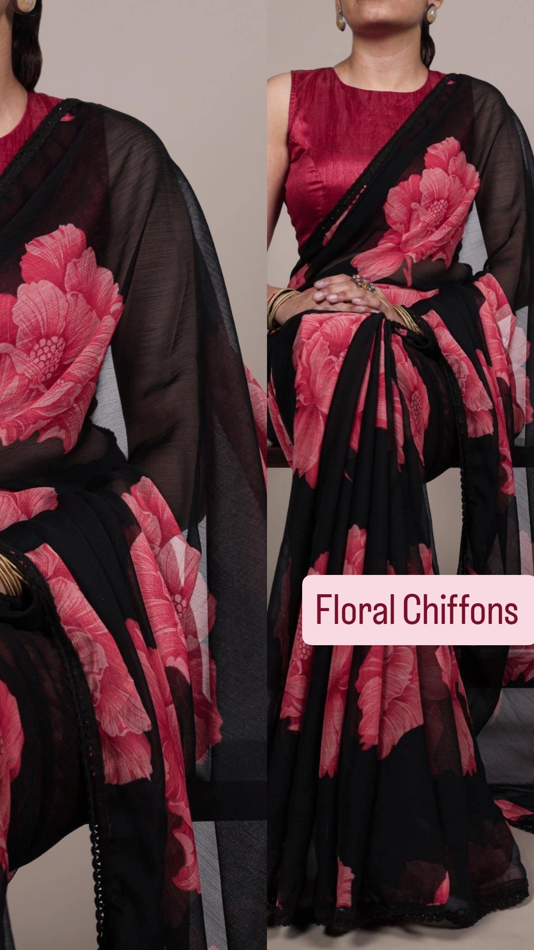 A perfect harmony of airy chiffon and blooming florals