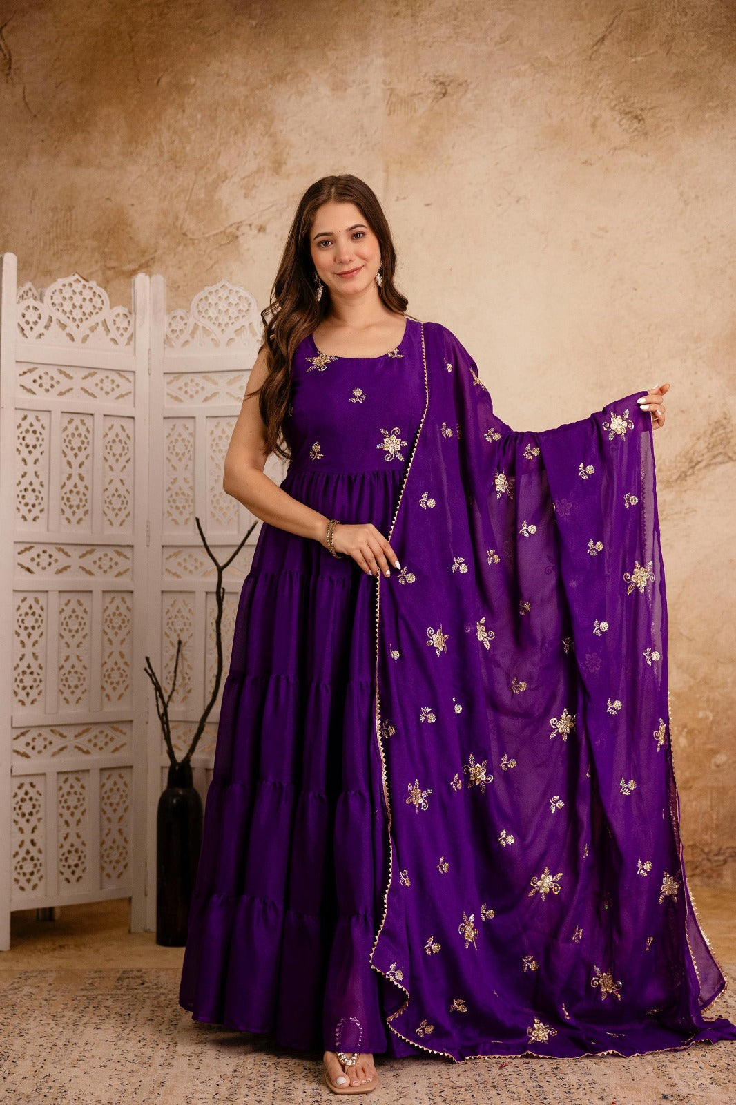 Big Flaired Layered Premium Anarkali Set