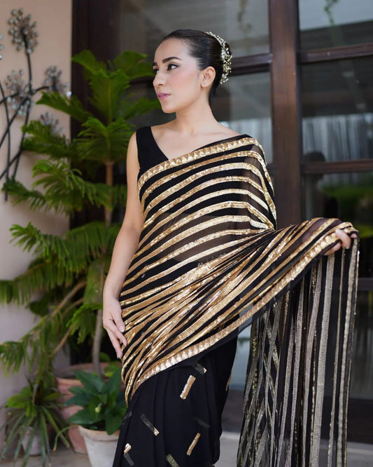 Bling Golden Black Party Saree