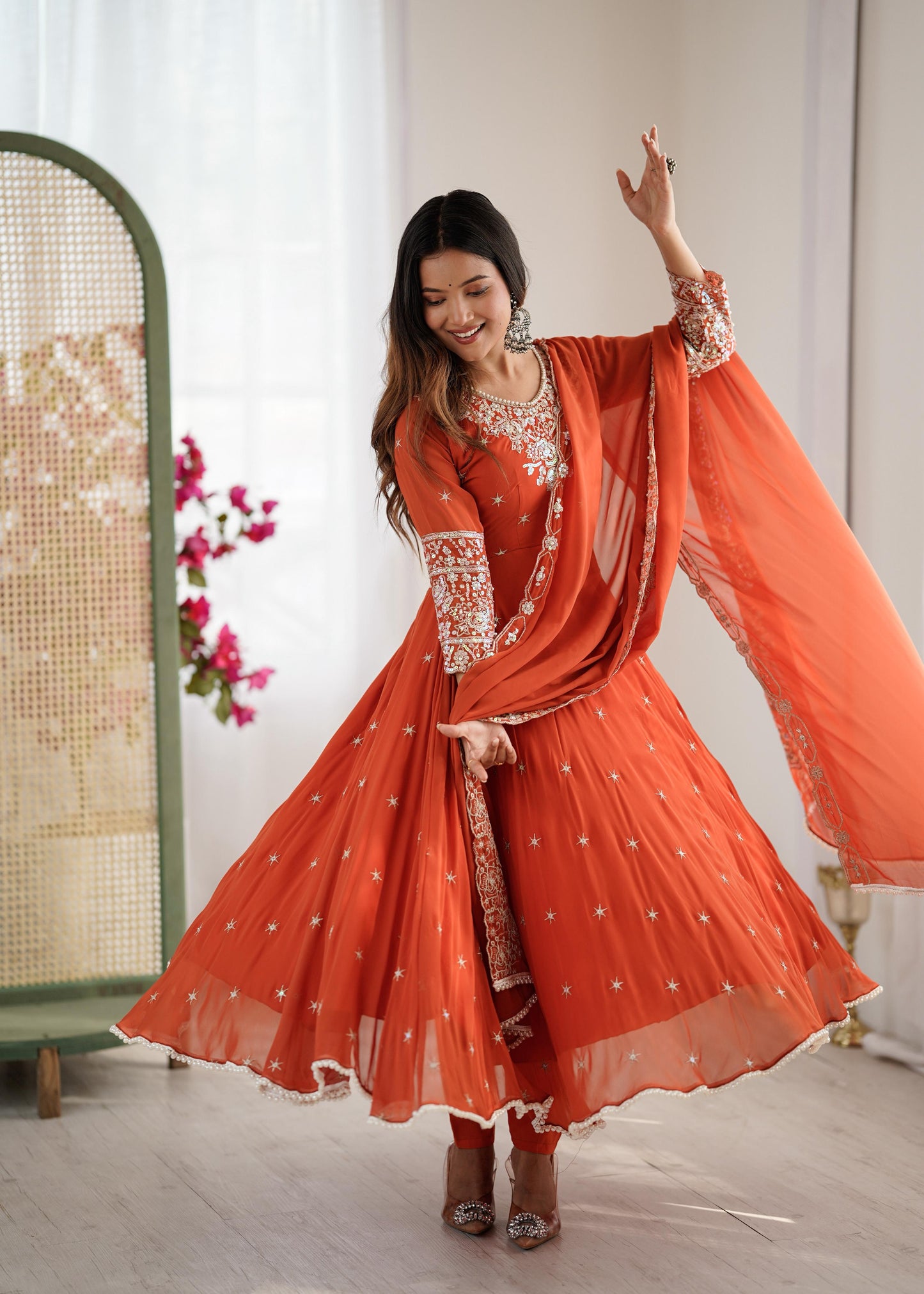 Elegant Embroidered Rambo Sequence Designer Anarkali