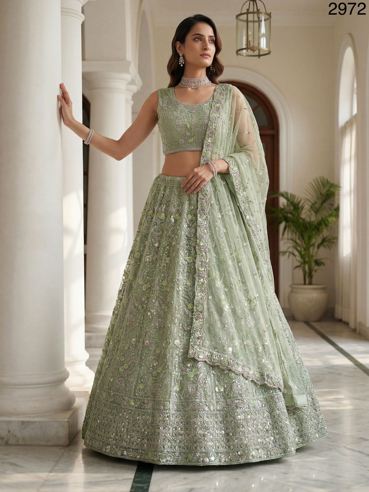 Pistachio Designer Bling Lehenga choli