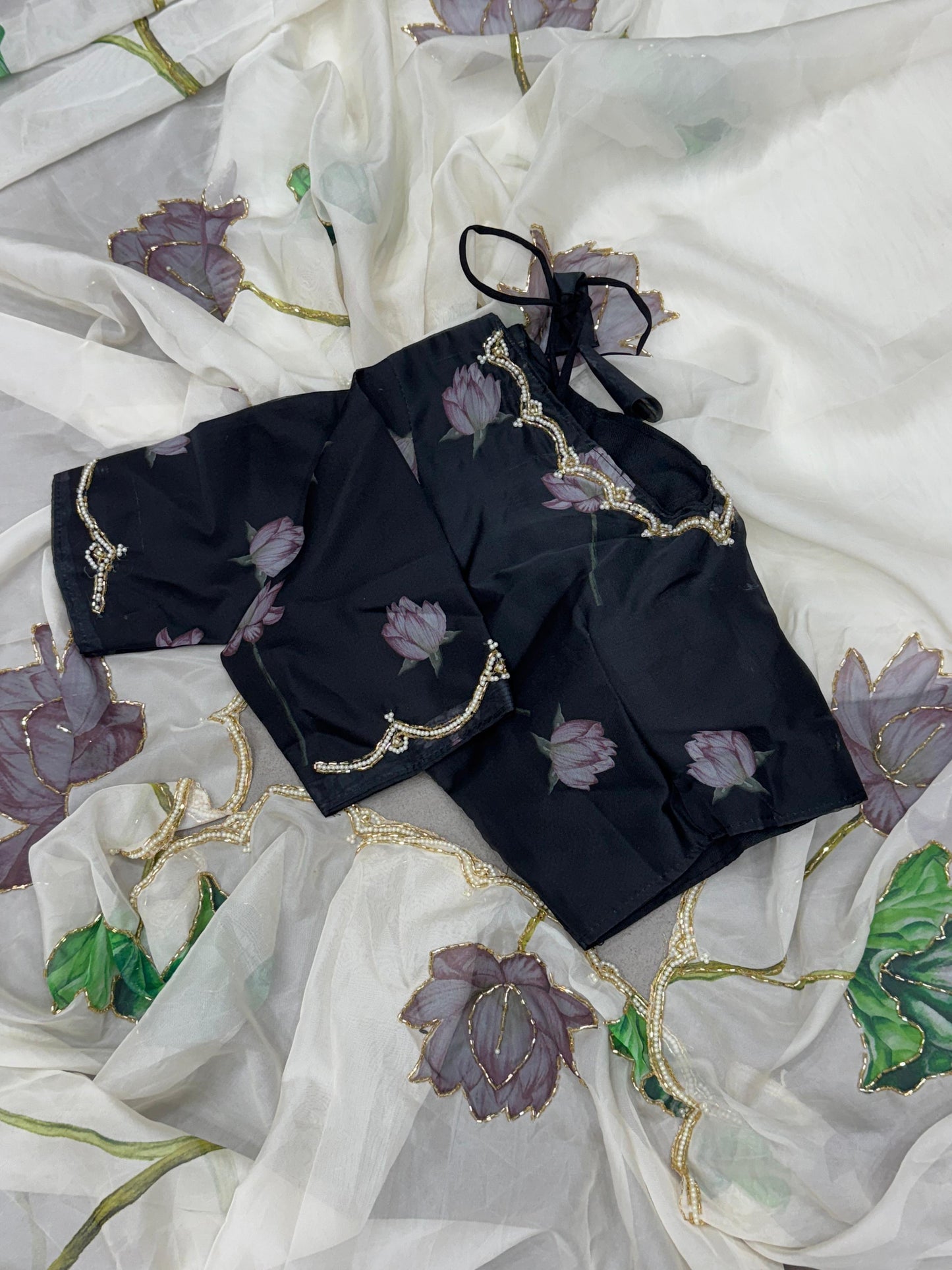 Tabby Organza Silk handwork saree