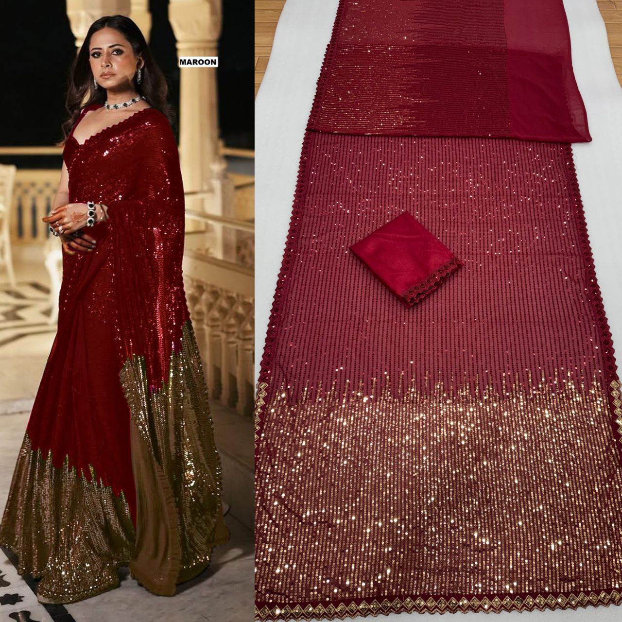 Duo Color BlockBuster Sequins Saree