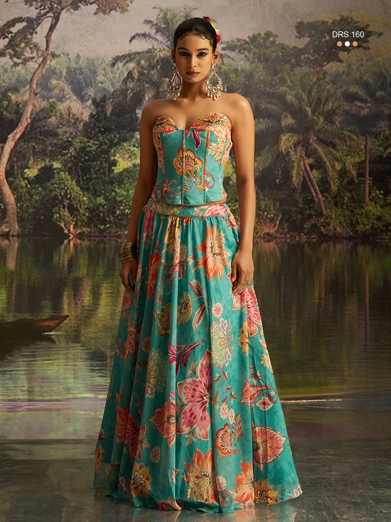 Mint Blue Handworked Ready To Wear Premium Modern Lehanga