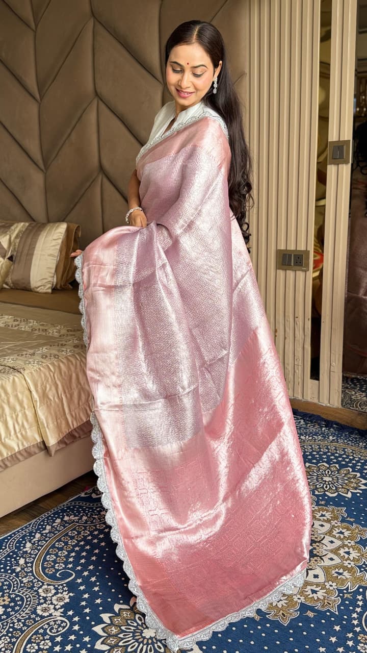 Pastal Pink Shimmering Shine Saree