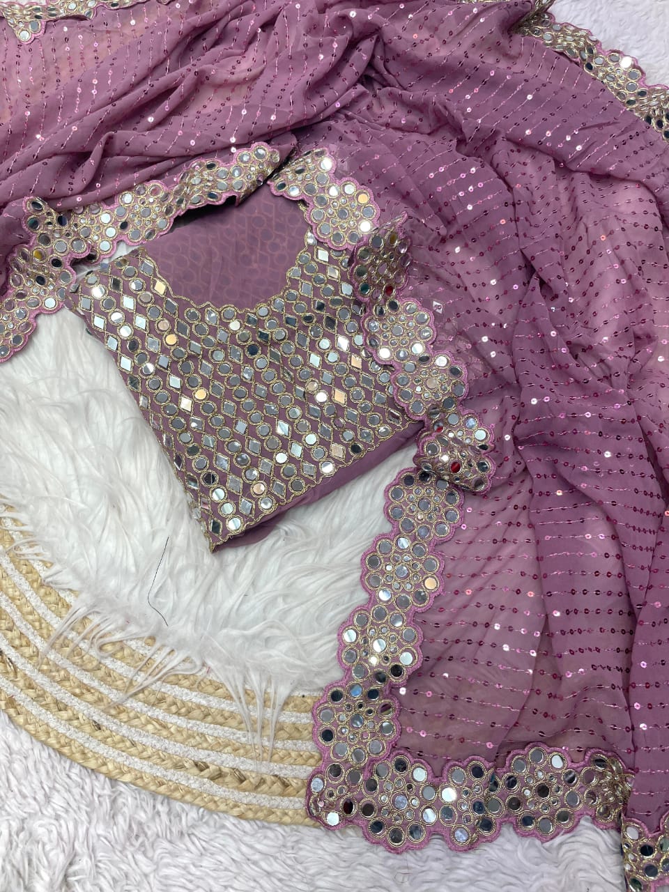 Real Mirror Work Ultra Premium Bling Saree