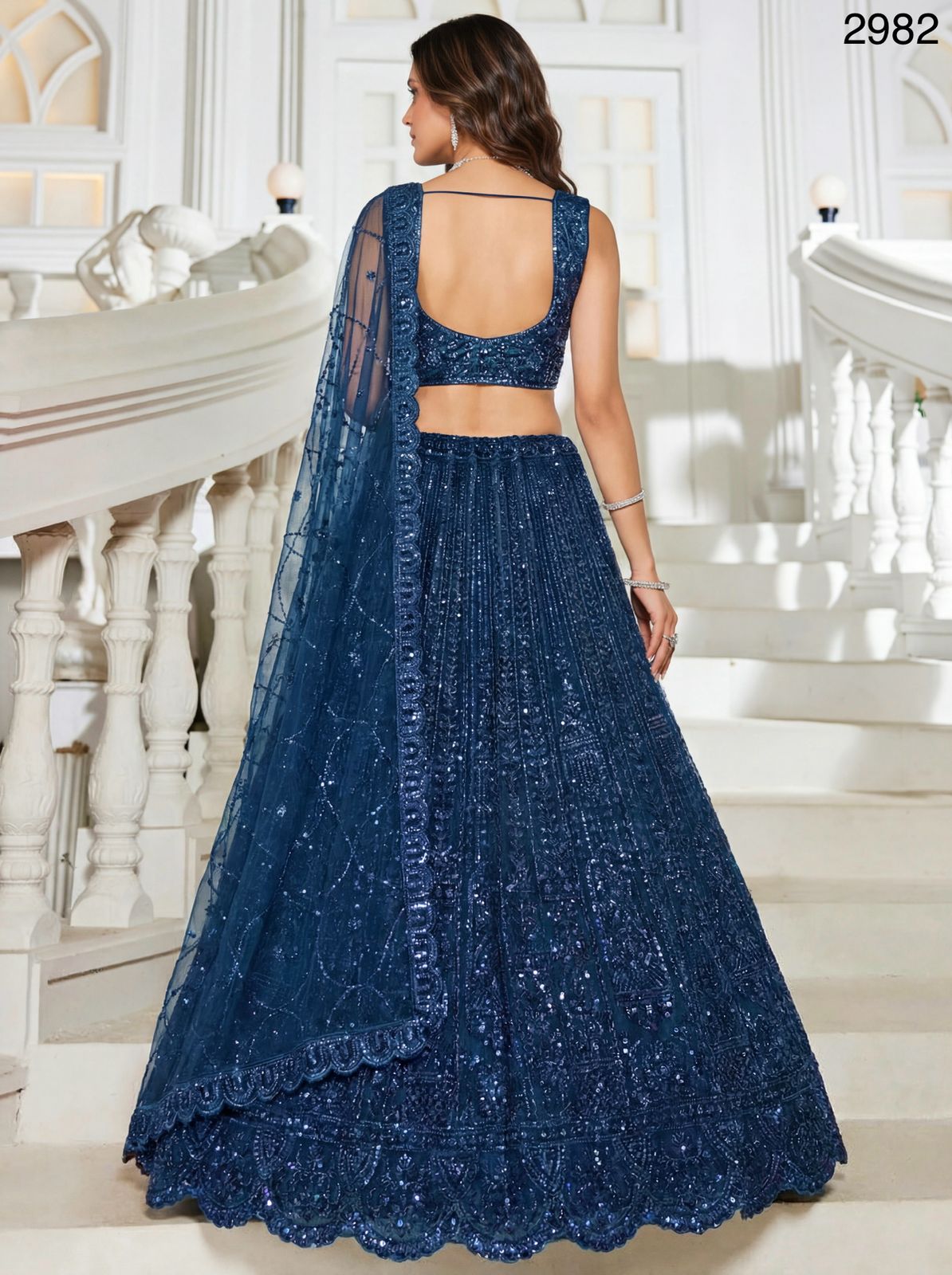 Blue Designer Lehenga Choli in Handwork - Ultra Premium