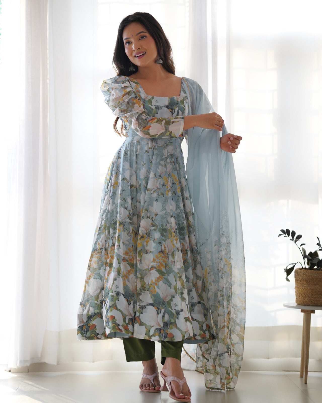 Pure Organza Ready To Wear Anarkali Set