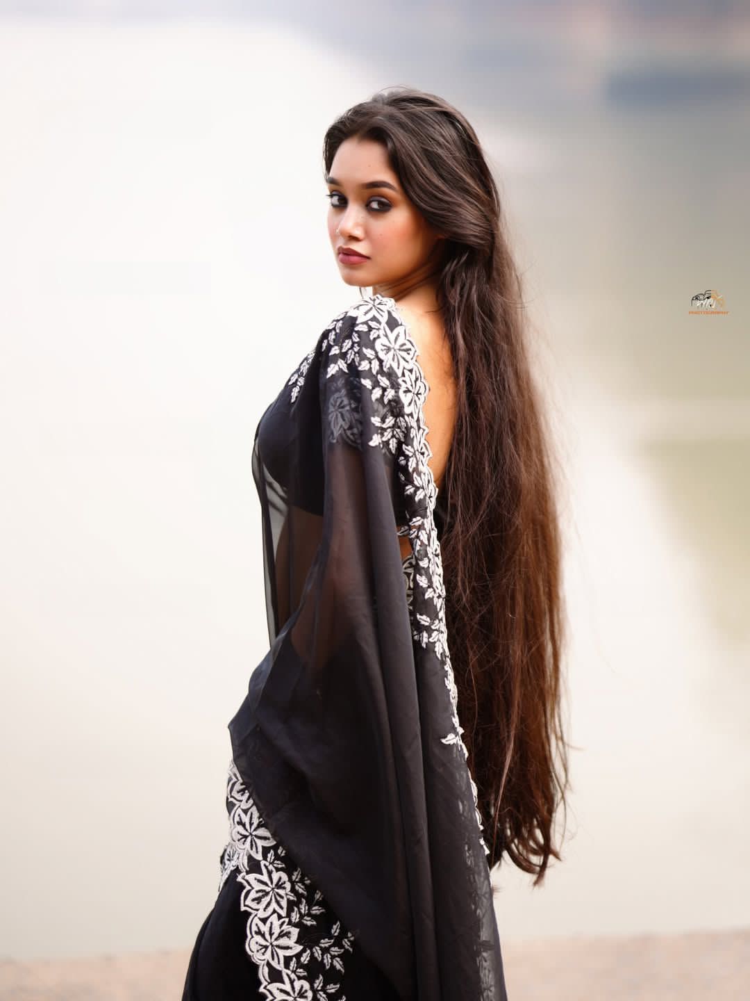 Black Love Premium Tabby Silk Saree