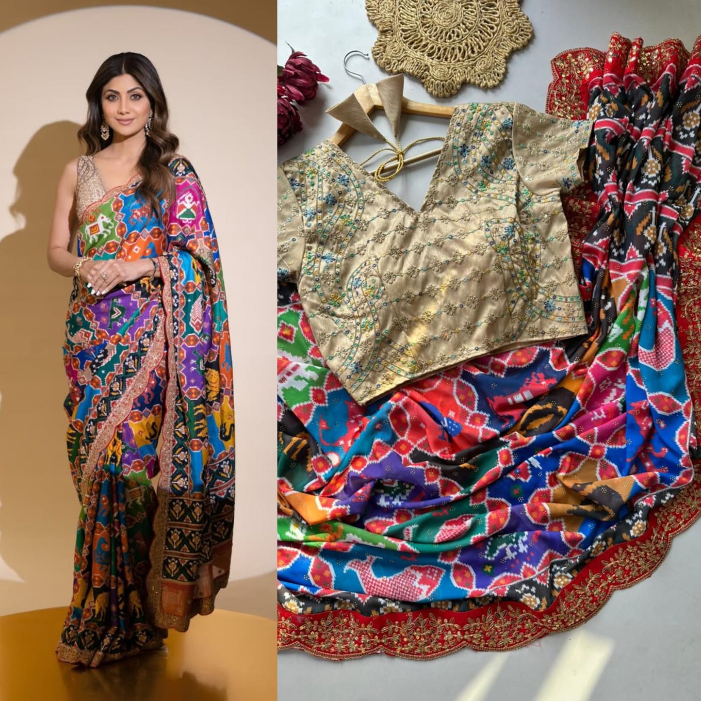 Bollywood Inspired BlockBuster Shilpa Shetty Style Mirror Work Saree