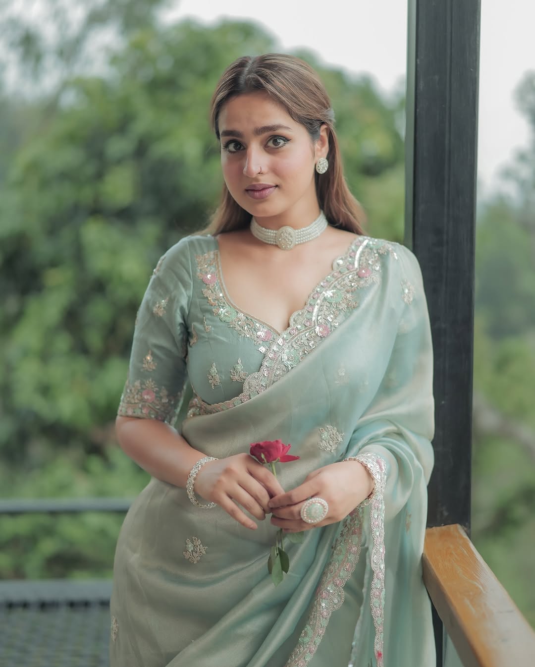 Pastal Sea Green Soft Satin Silk Premium Saree