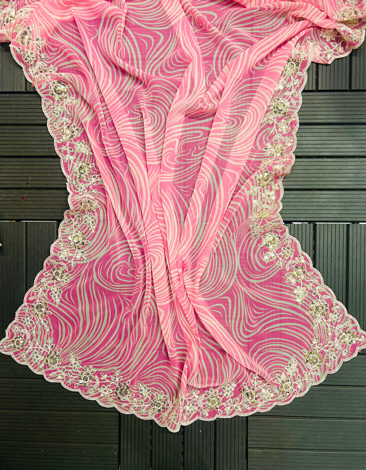 Georgette Pink & Yellow Sarees
