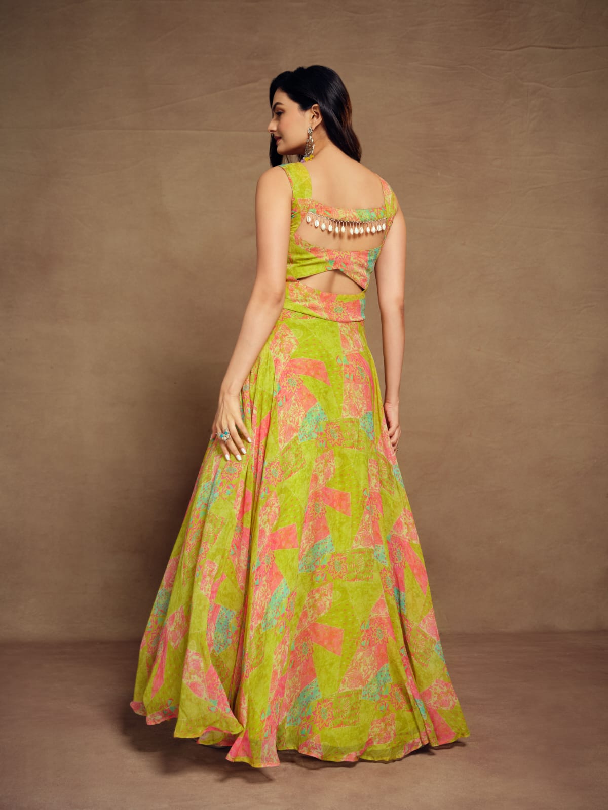 Floral Green Premium Summer Gown