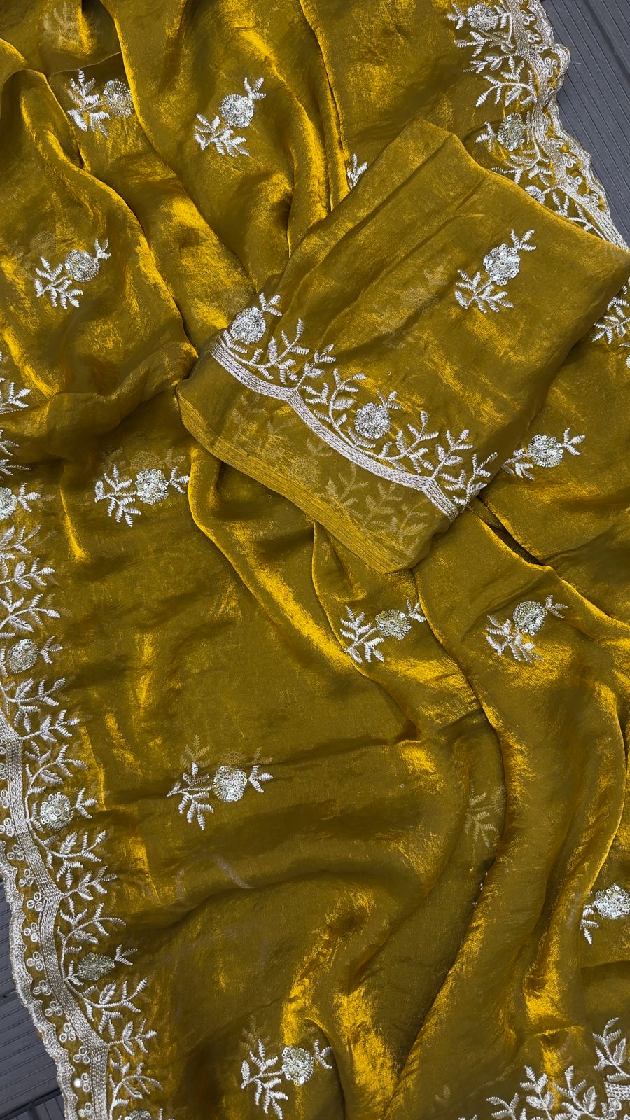 SUN GOLD FANDY SATIN SAREE