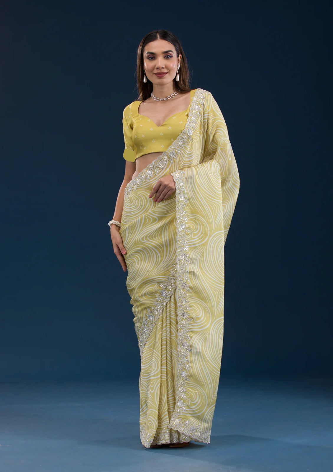 Georgette Pink & Yellow Sarees