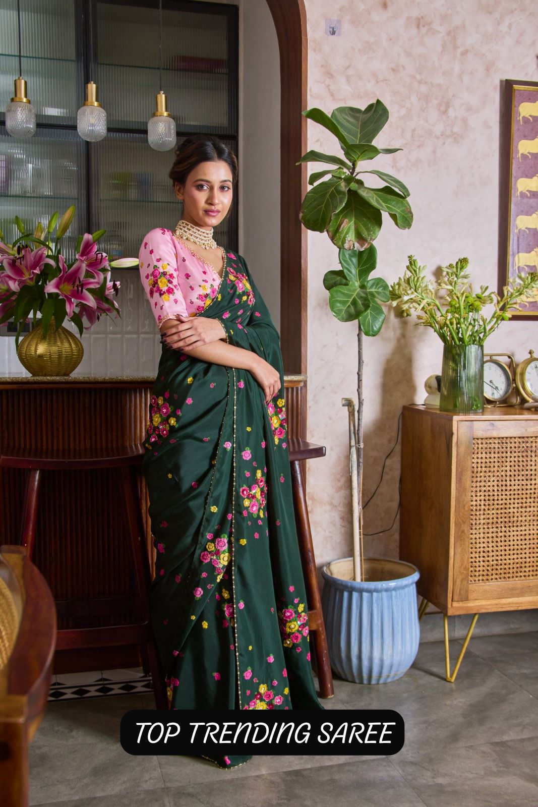 CELEBRITY INSPIRED COOL SUMMER GREEN SAREE