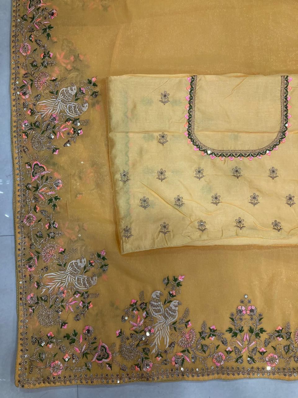 Haldi Special Moss chiffon Saree