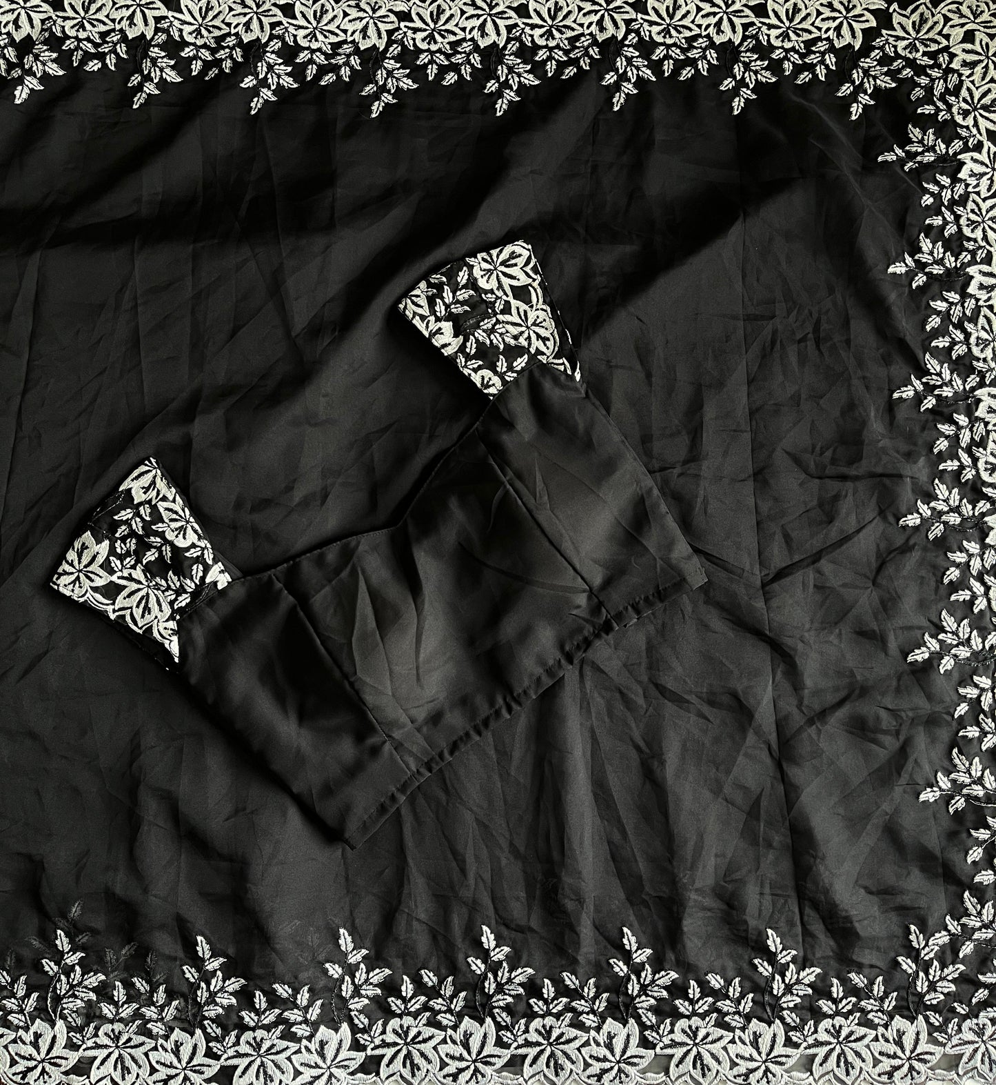 Black & White Thread Work Premium Saree