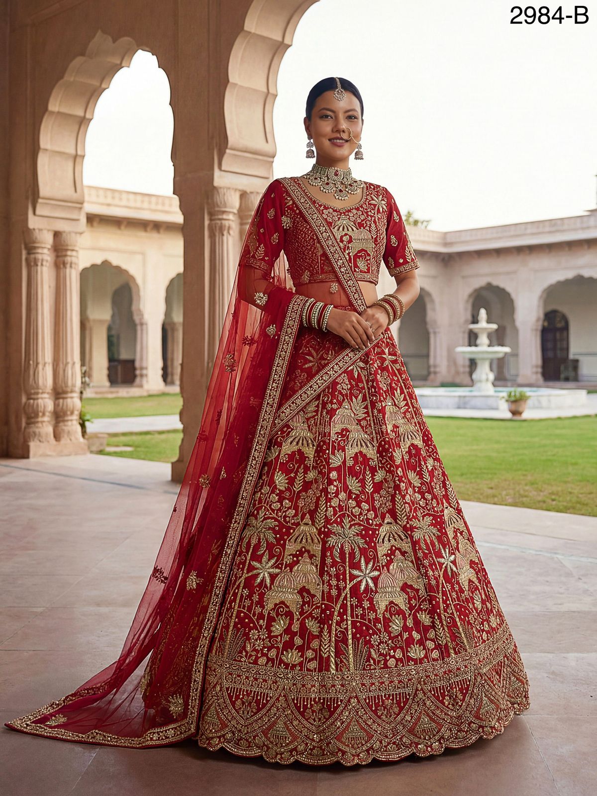 Ultra Premium Coconut Tree & flower Perfect Silk Bridal Lehenga