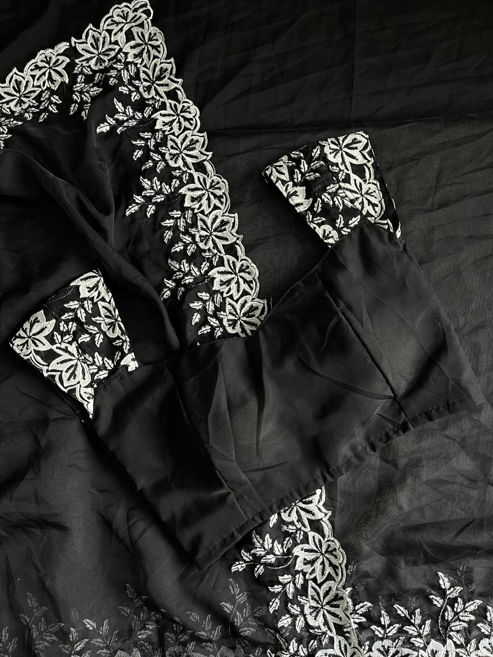 Black Love Premium Tabby Silk Saree