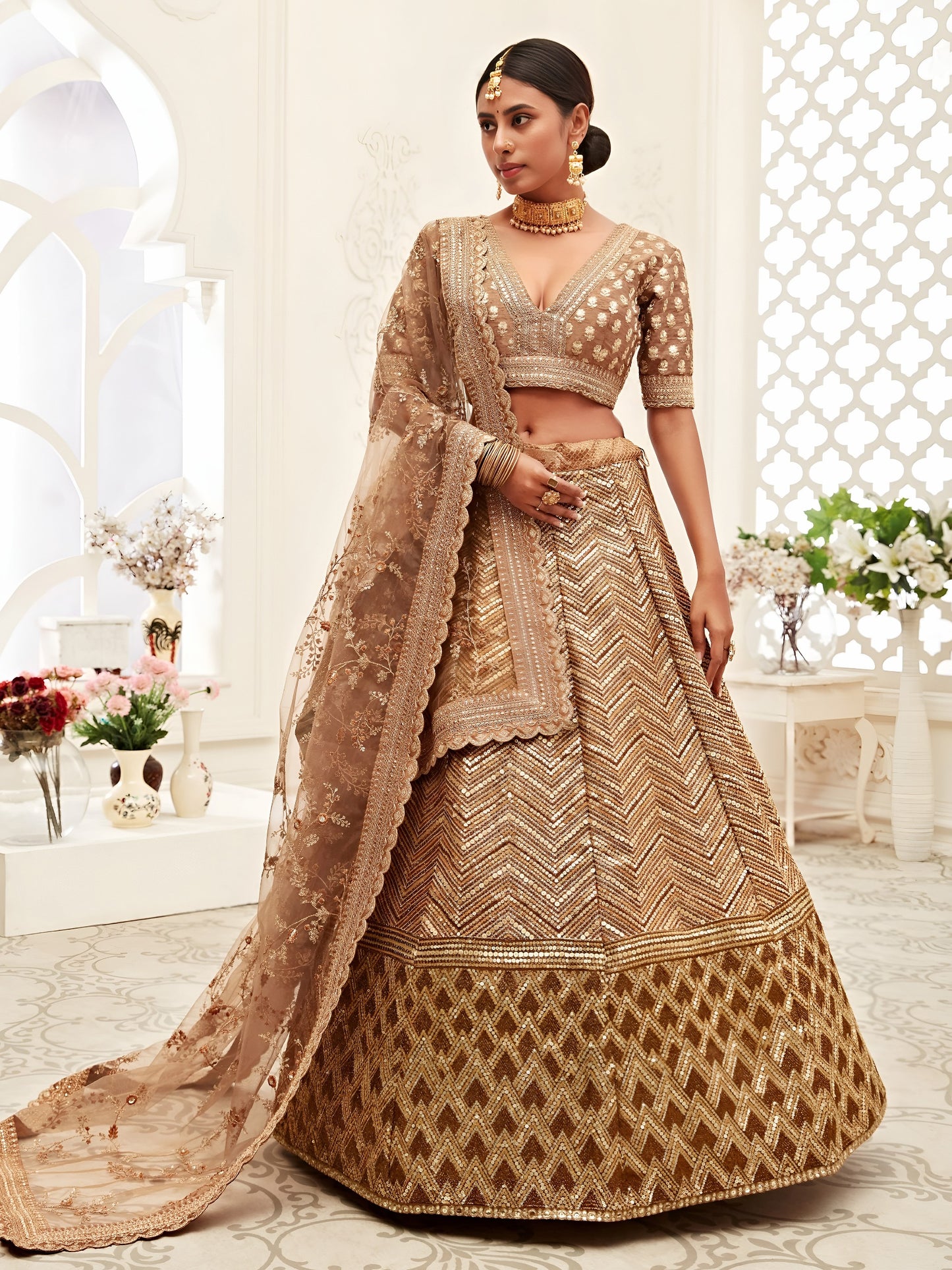Antique Gold Premium Lehenga