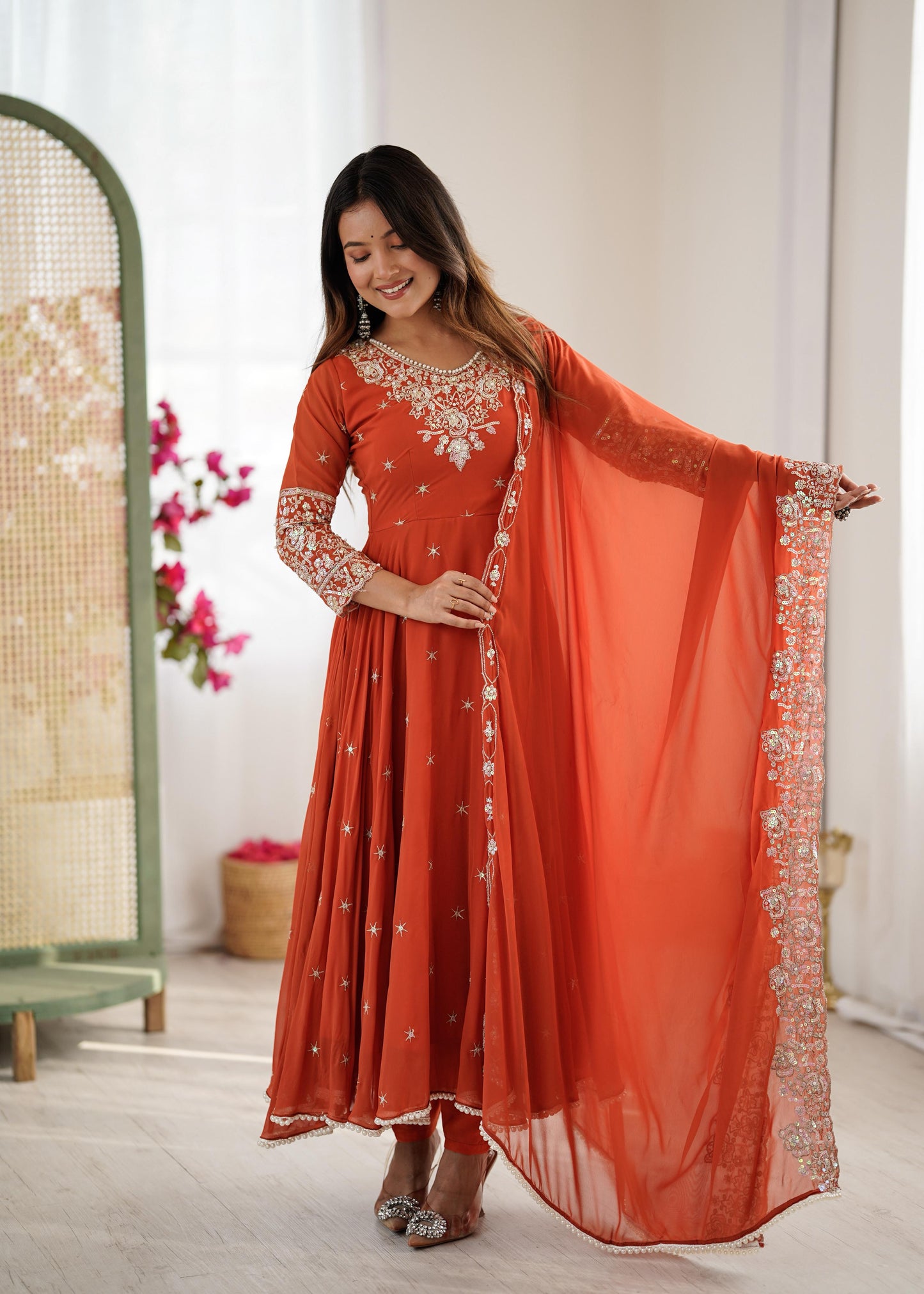 Elegant Embroidered Rambo Sequence Designer Anarkali