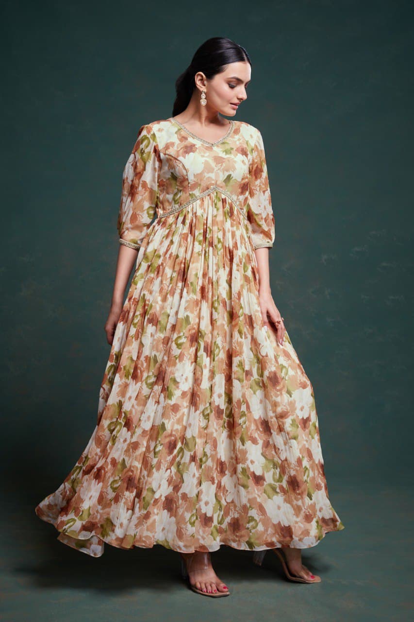 Floral Soft Chiffon Ready To Wear Gown