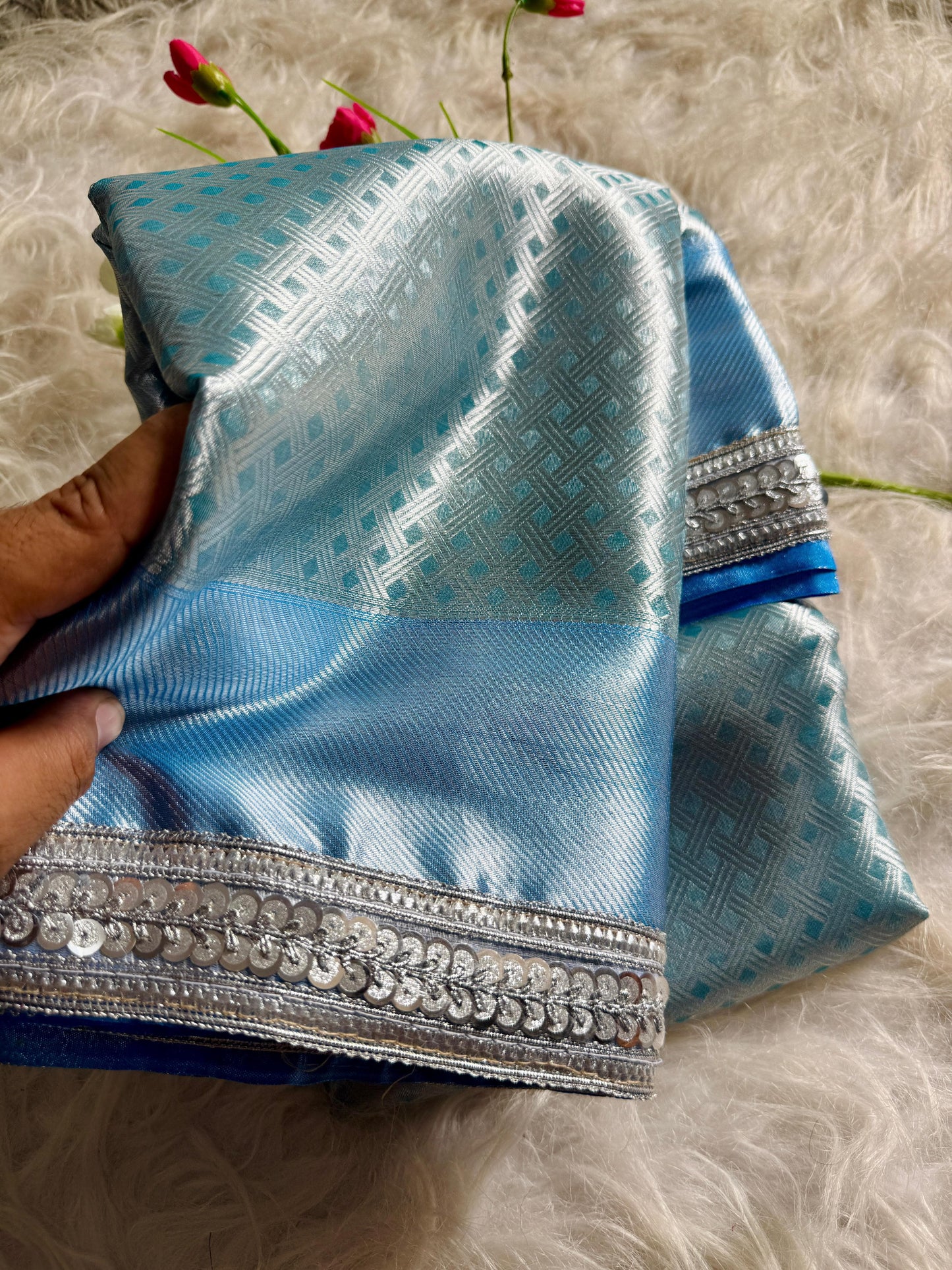Elegant Sky Blue Silk Saree