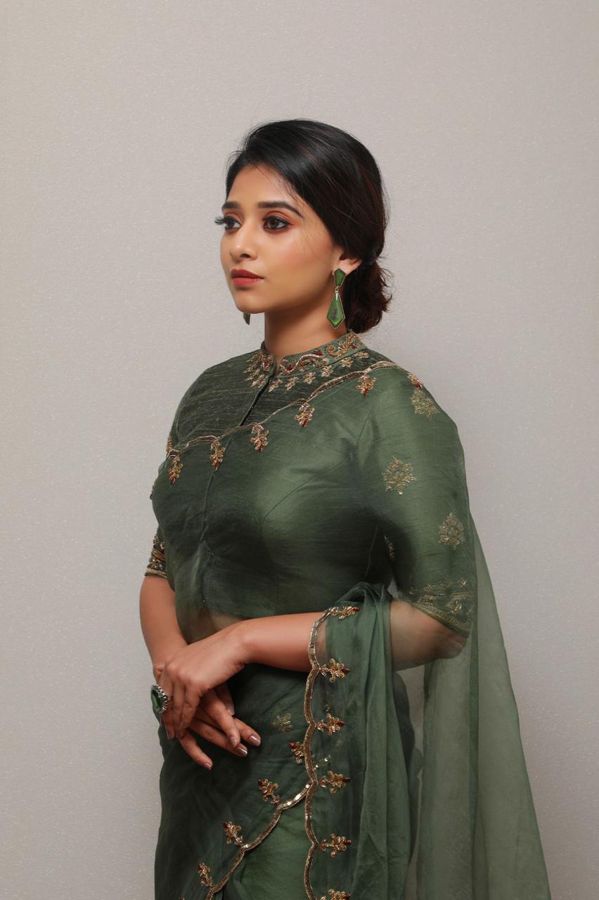 Evergreen Green Premium Organza Saree