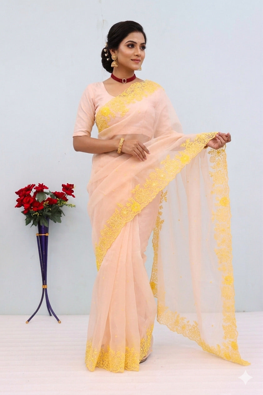 Pastal Summer Soft Lightweight Organza Premium Saree