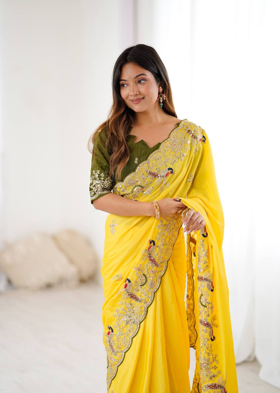 Yellow Auspicious Haldi Exclusive Saree