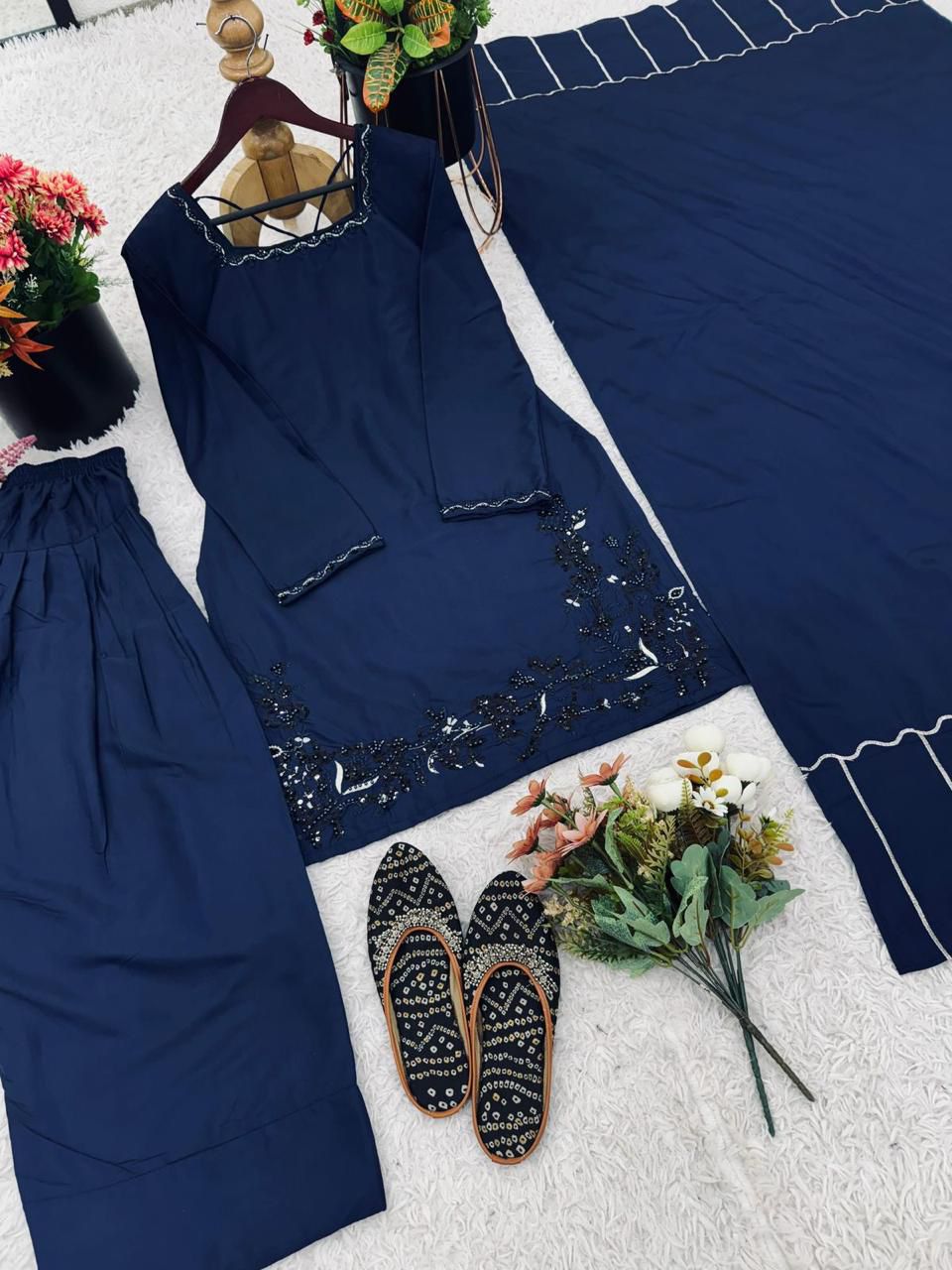 Blue Stylish Naturally Attractive Beautiful Outfit - Upto Plus Size