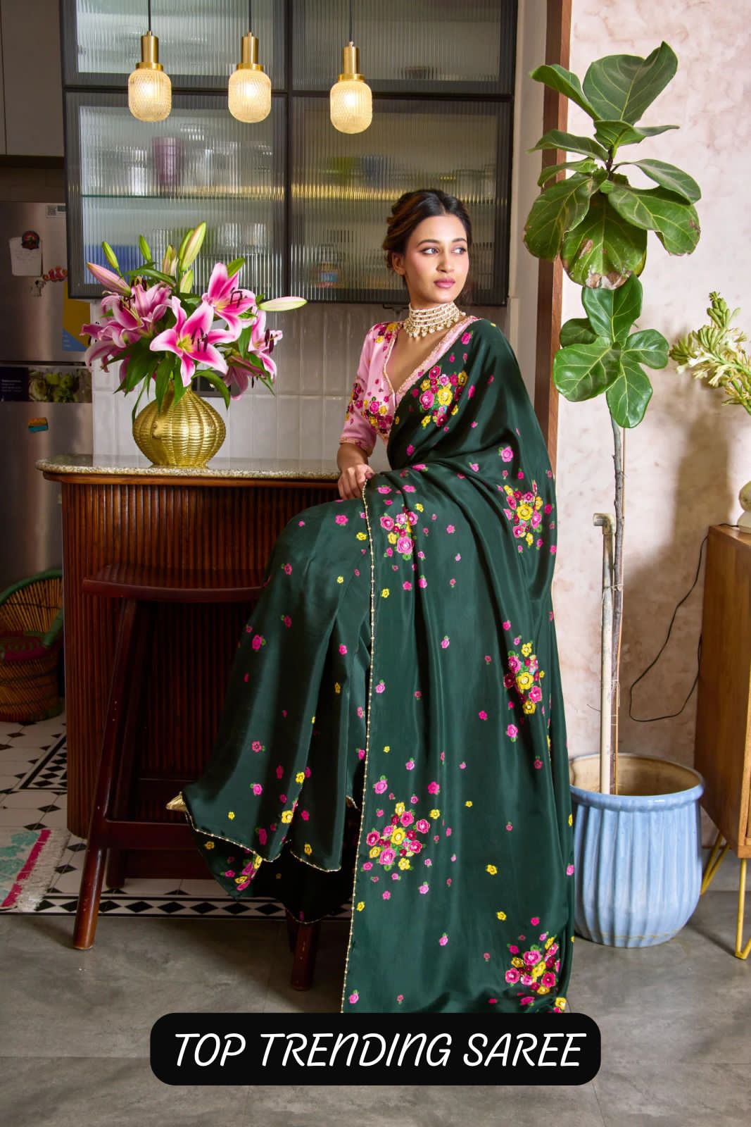 CELEBRITY INSPIRED COOL SUMMER GREEN SAREE
