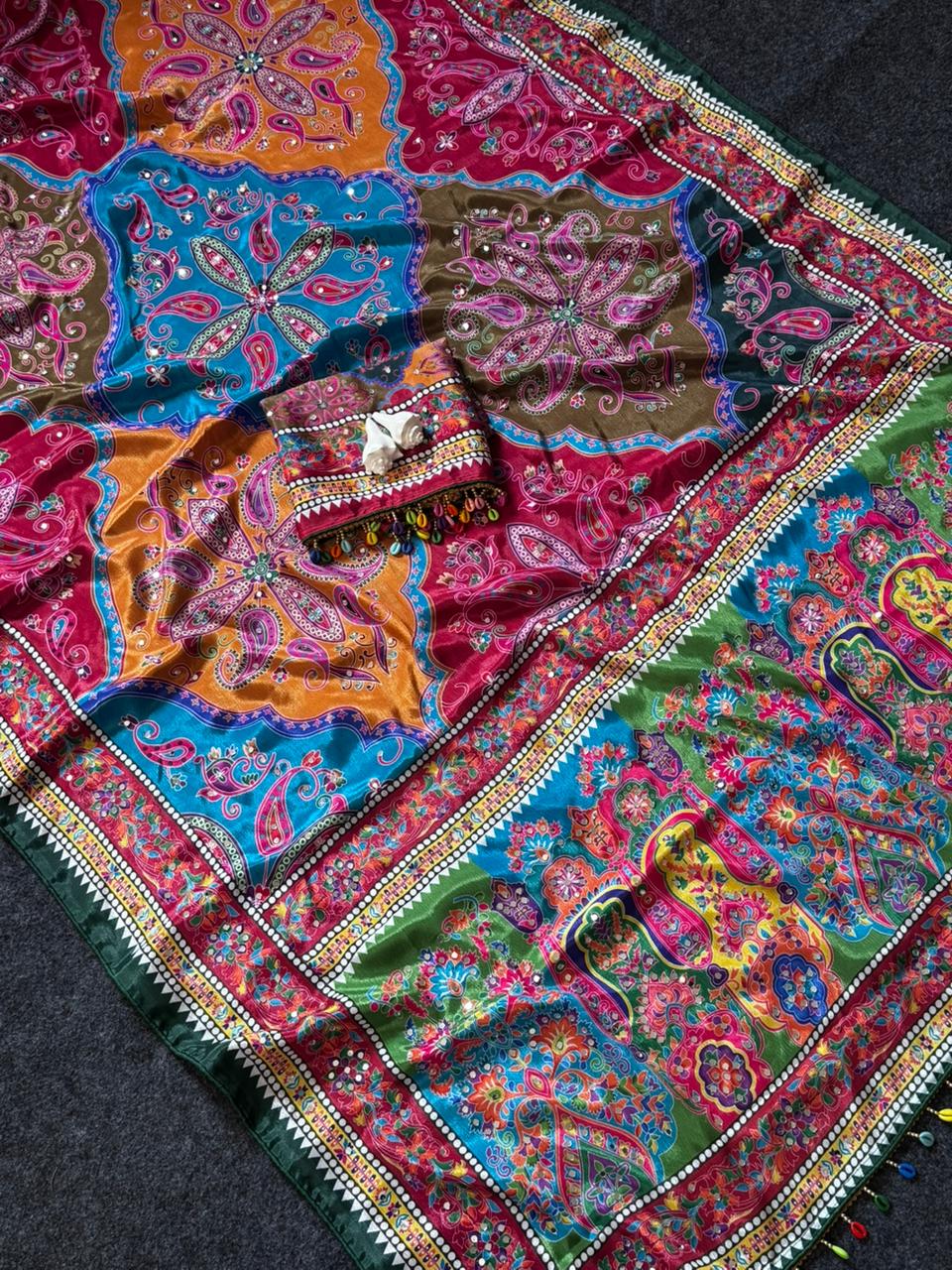 AJARAKH PREMIUM ROMAN SILK SAREE