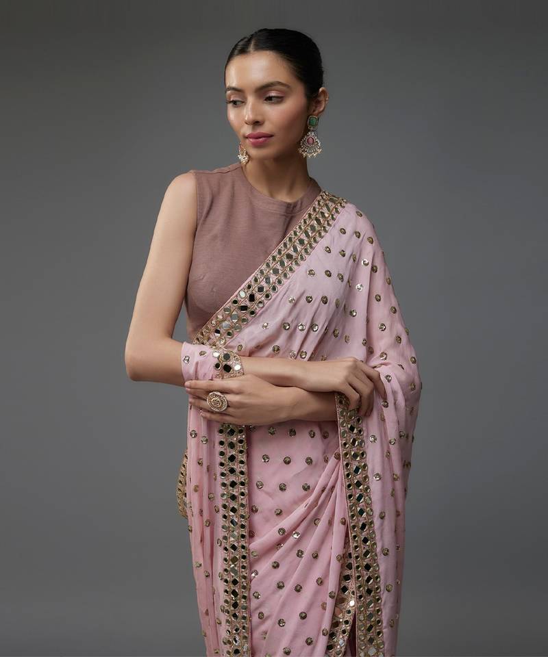 Bling Mirror Work Bollywood Sequins Saree