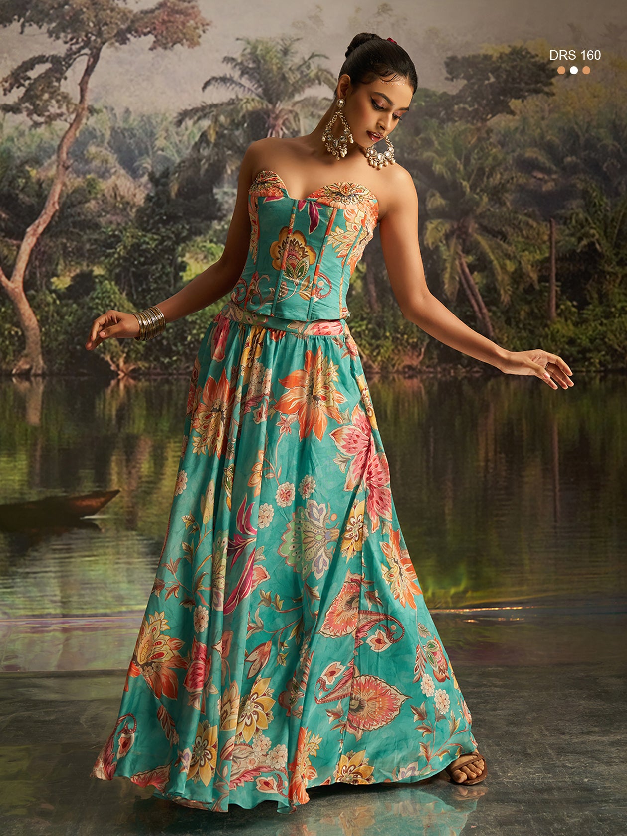 Mint Blue Handworked Ready To Wear Premium Modern Lehanga