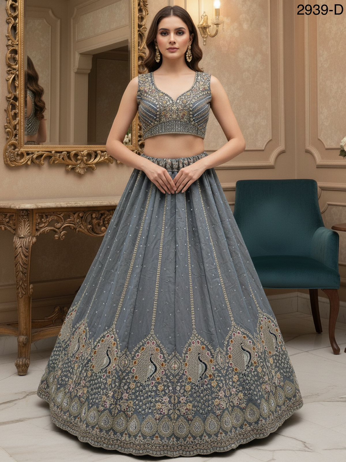 Peacock Embroidered Sober work Wedding Lehenga choli