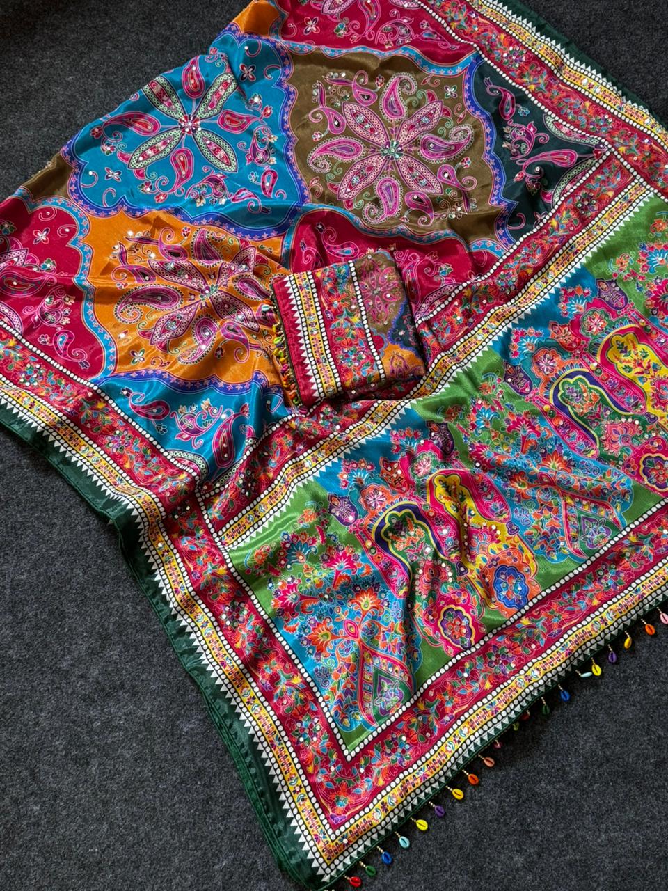 AJARAKH PREMIUM ROMAN SILK SAREE