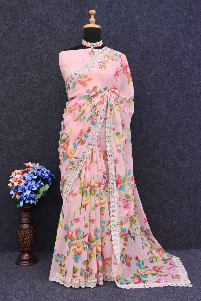 Summer Soothing Georgette Floral Saree