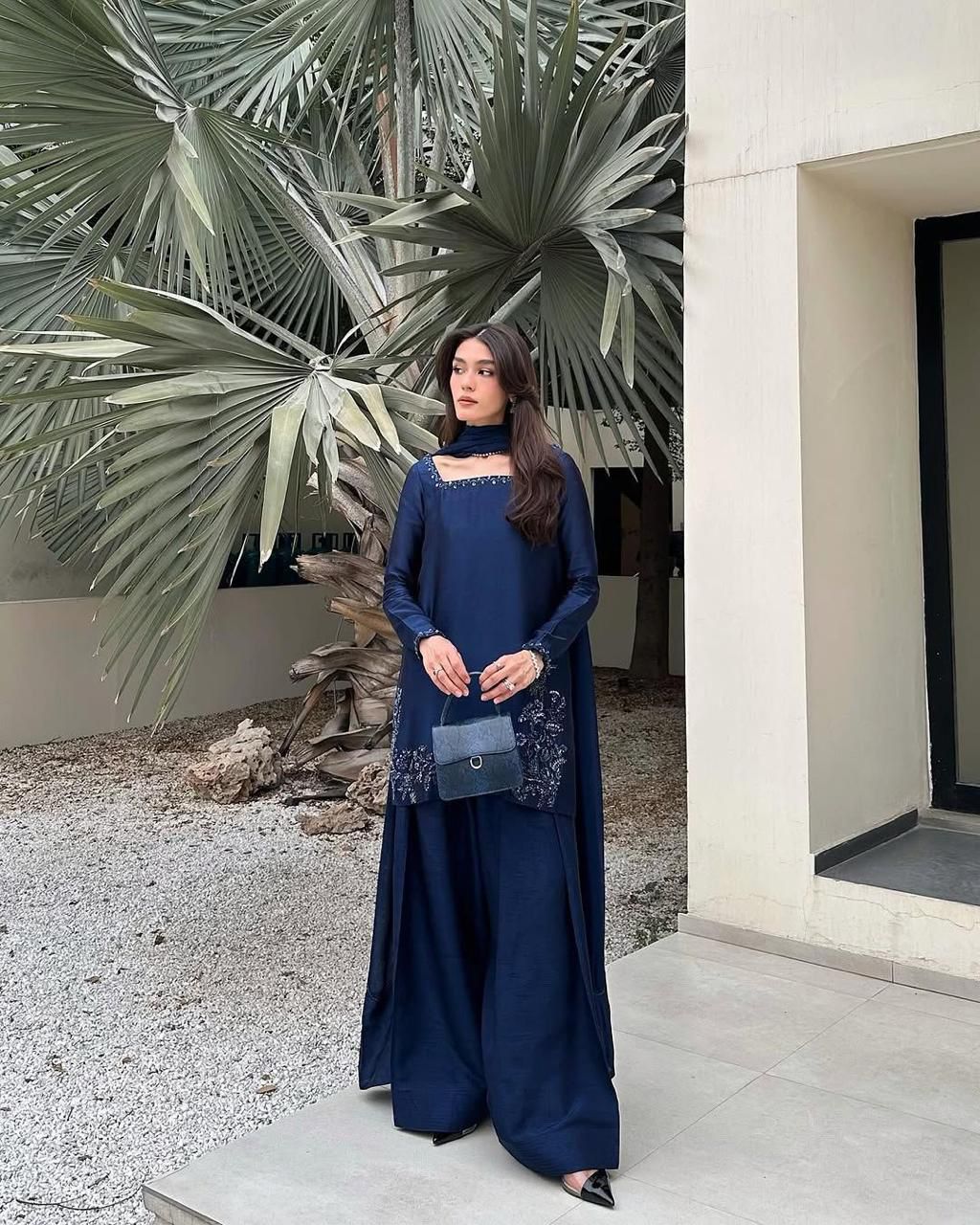 Blue Stylish Naturally Attractive Beautiful Outfit - Upto Plus Size